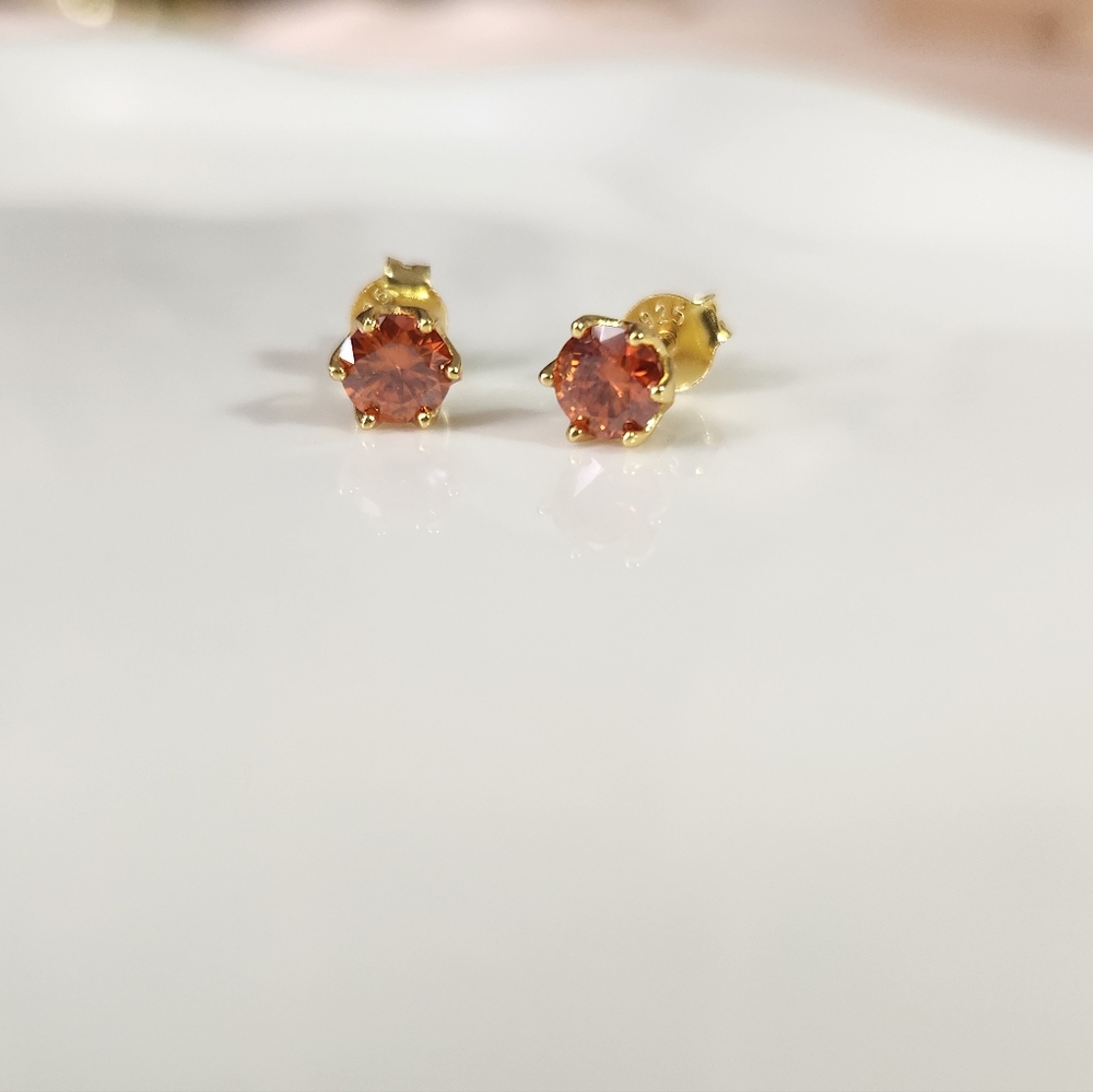.5 Ct Orange Moissanite Stud Earrings